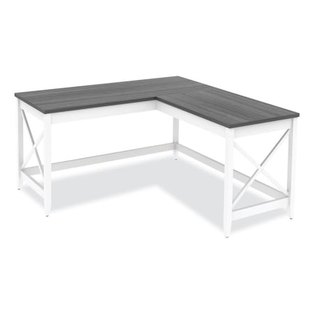 Kd L-Shaped Farmhouse Desk - 59 x 59 x 29.53 in. - Gray & White KD3761245